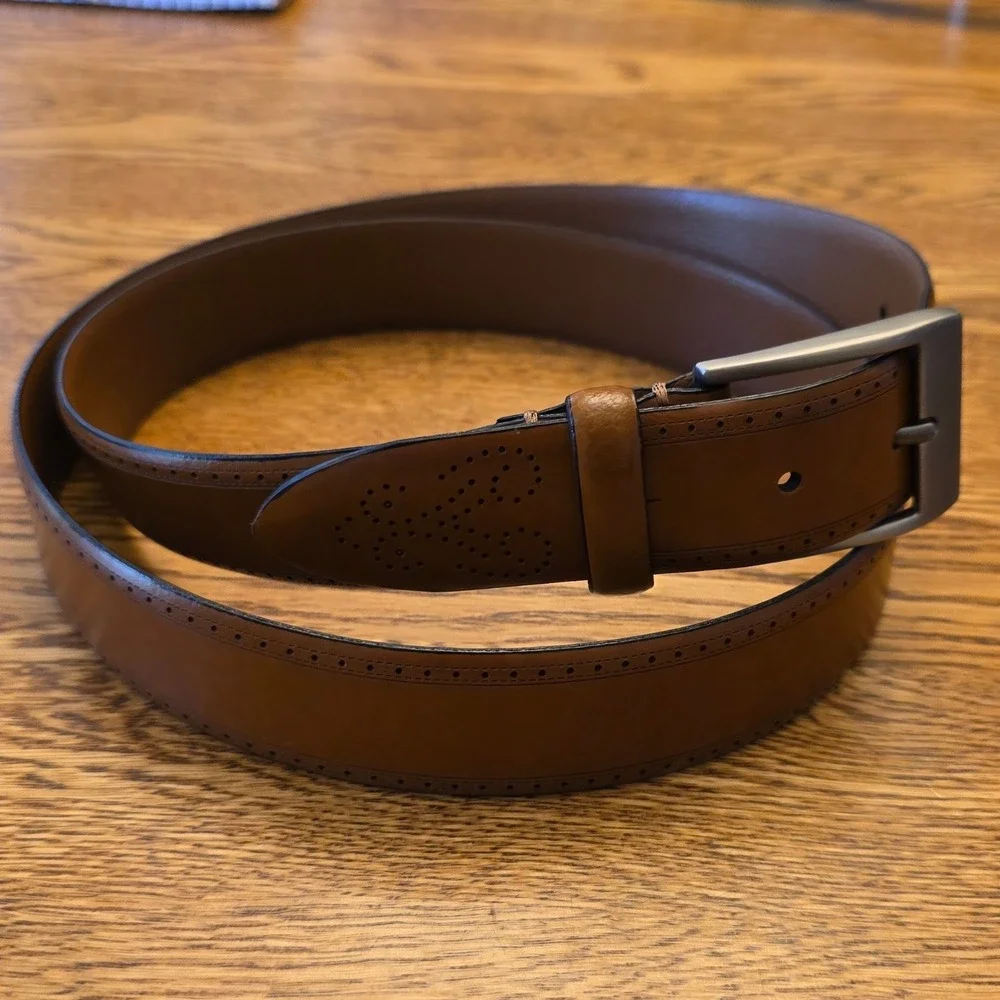 Size 42‎ Genuine Italian Leather Men's Dress Belt Brogue Wingtip Detail 48
